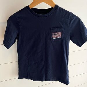 Vineyard Vines Navy Kids Neon Sign Flag Signature Pocket T-Shirt Size S (8-10)